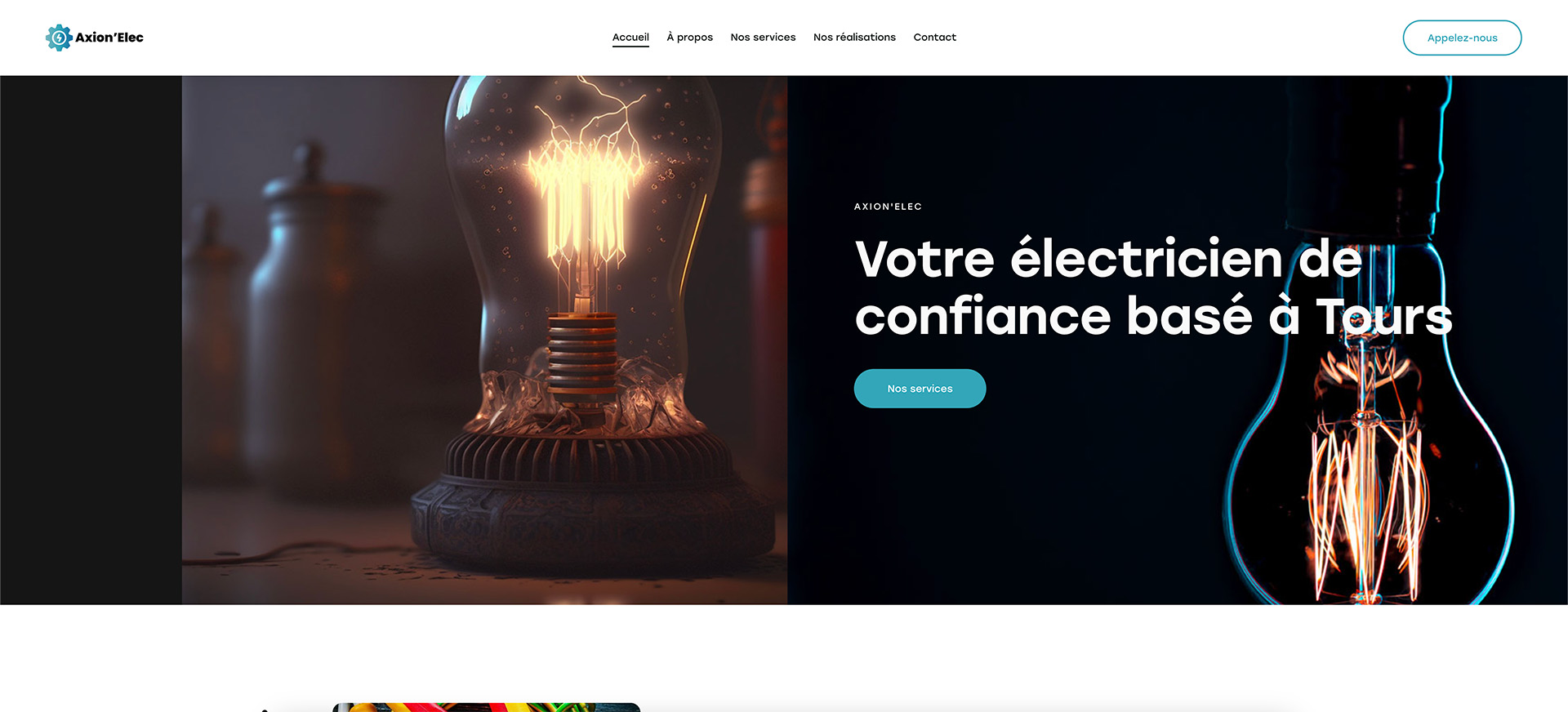 Design du thème 'Électricien', spécialement conçu pour les sites web d'entreprises d'électricité.